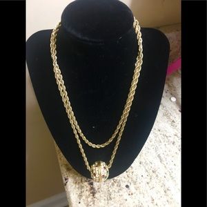 Gold rope necklace.  multi color, 18 inches.